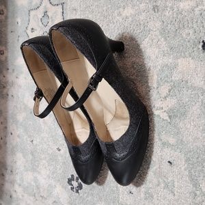 Naturalizer Black and Grey Tweed Mary Jane's